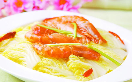 白菜金针菇蒸咸干虾，咸干虾怎么做好吃